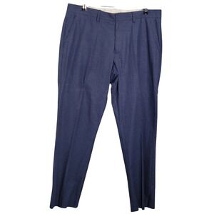 J Crew Bedford Dress Pants Mens 36x32(31) Blue Plaid Cotton Flat Front Preppy